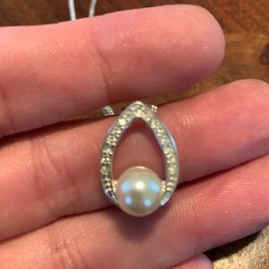 Pearl & CZ necklace